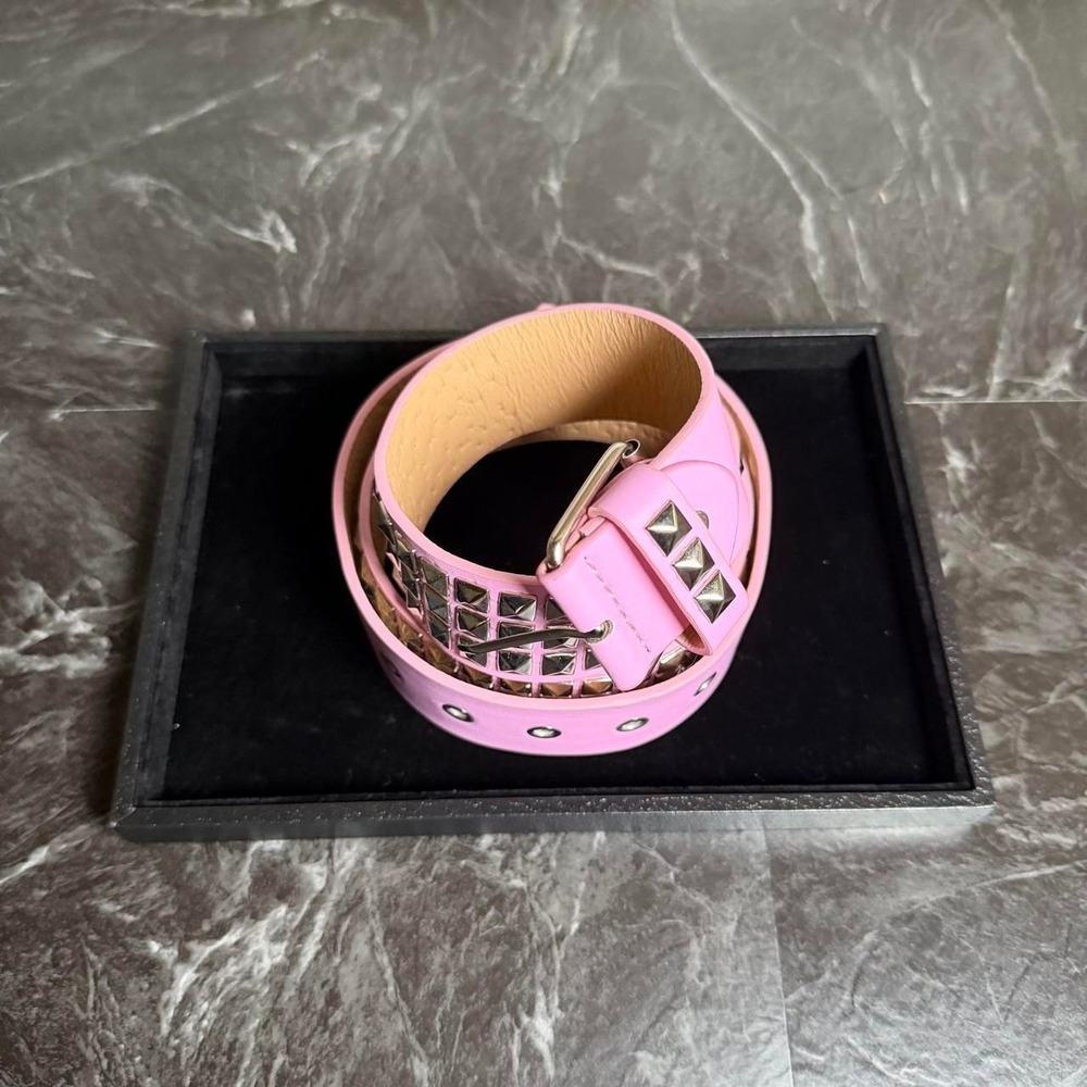 Silver Chrome Steel Pink Y2k Studded Cyber Belt Brand New